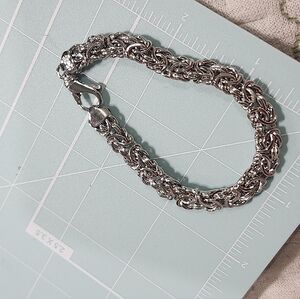 NWT JTV Rhodium Over Sterling Silver 8mm Domed Byzantine 7 " bracelet